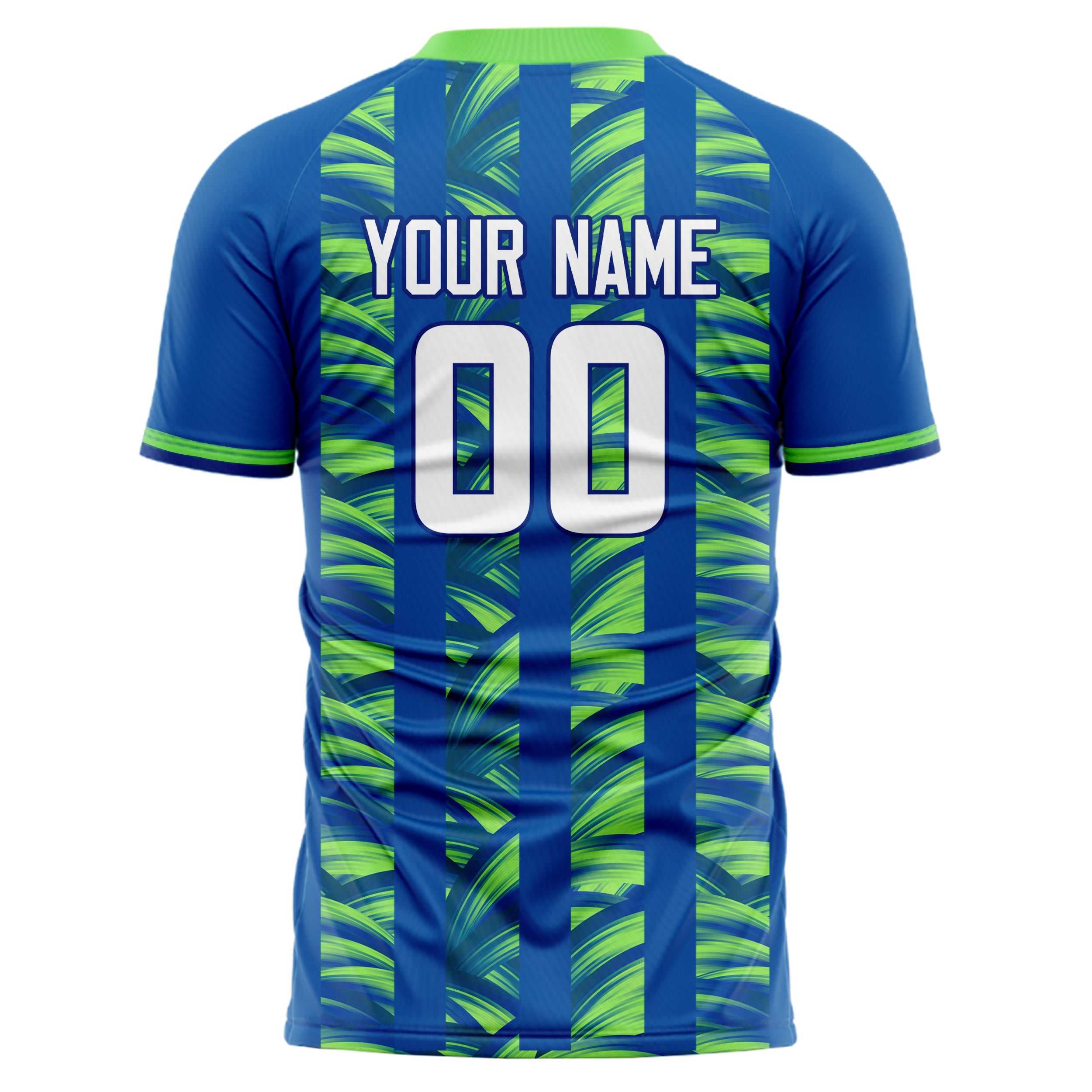 Personalized Blue & Neon Green Pattern Soccer Jersey
