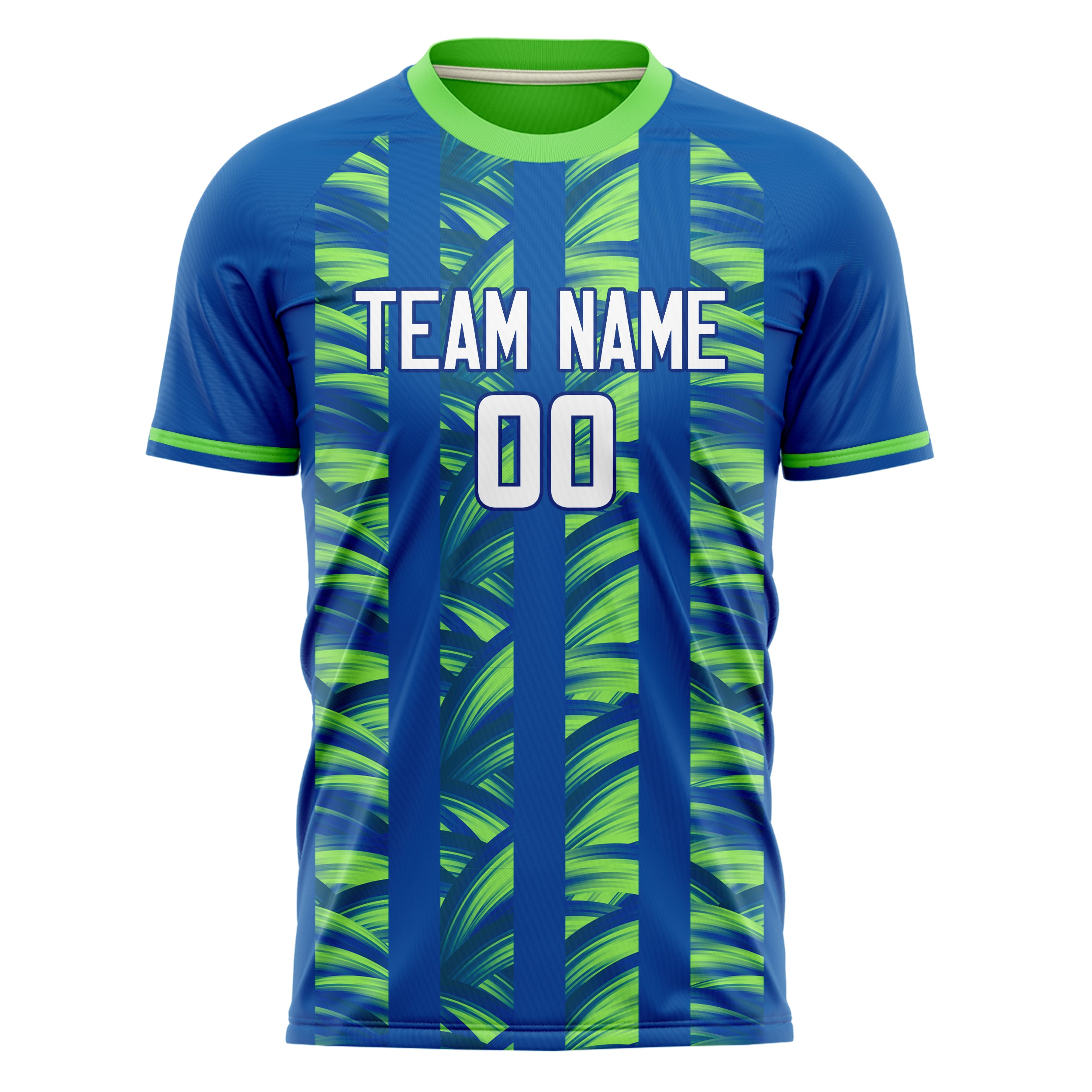 Personalized Blue & Neon Green Pattern Soccer Jersey