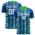 Personalized Blue & Neon Green Pattern Soccer Jersey