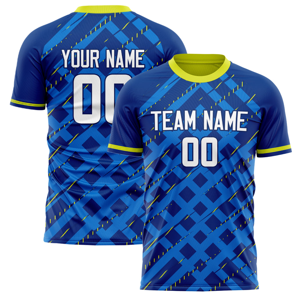 Personalized Royal & White Pattern Soccer Jersey