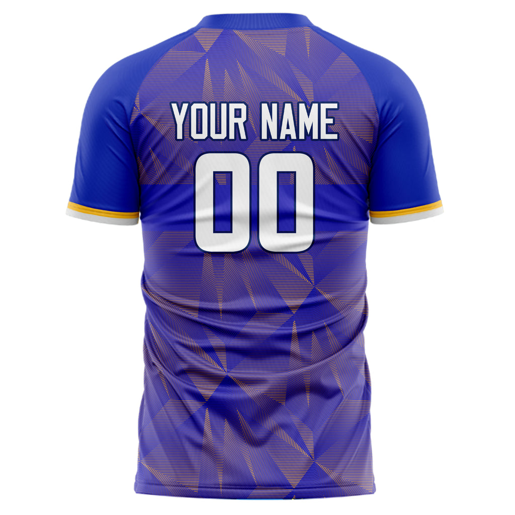 Personalized Blue & Gold Pattern Soccer Jersey