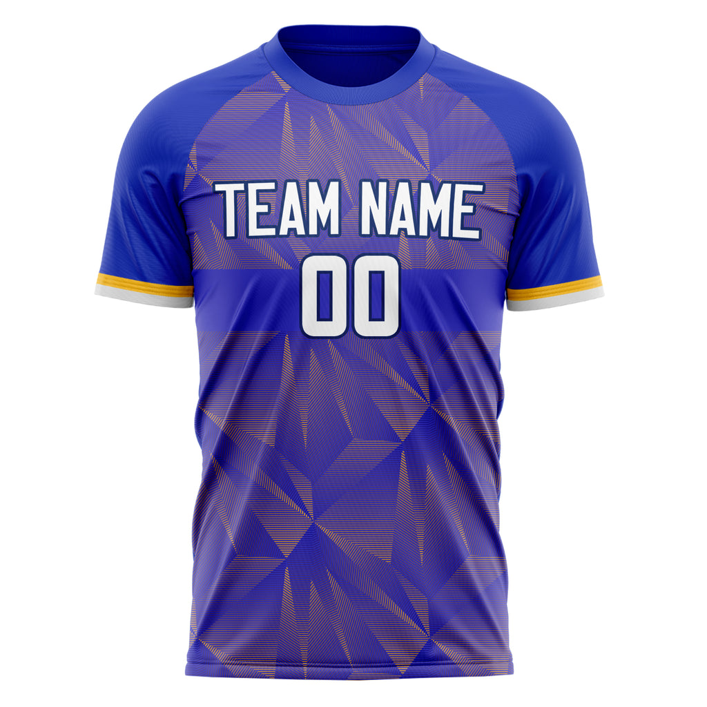 Personalized Blue & Gold Pattern Soccer Jersey