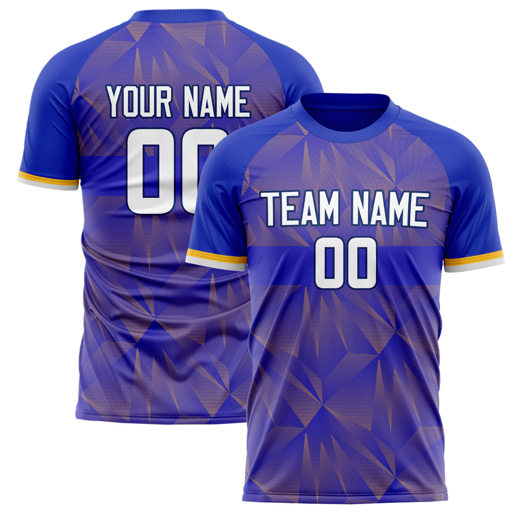 Personalized Blue & Gold Pattern Soccer Jersey