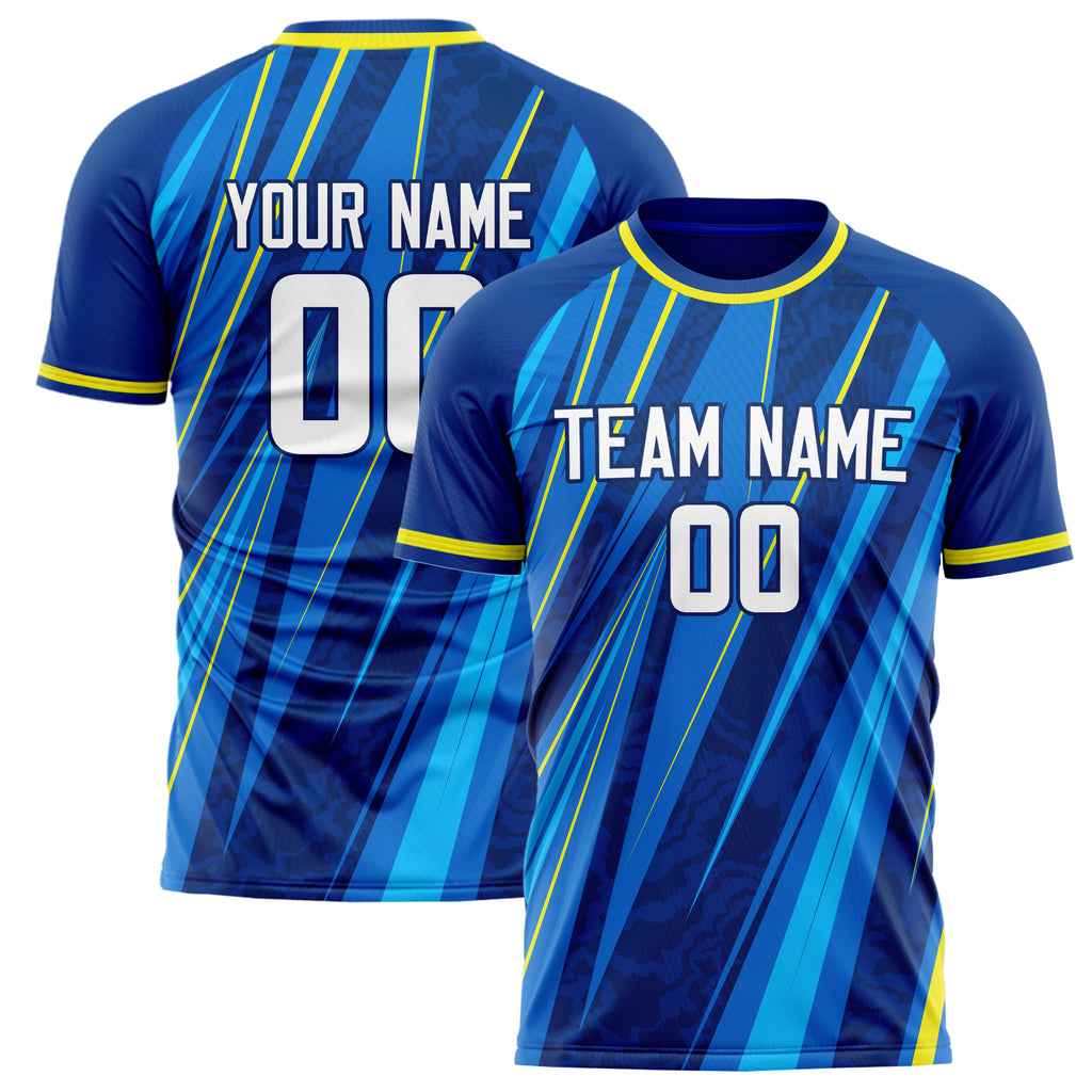 Personalized Royal & White Pattern Soccer Jersey