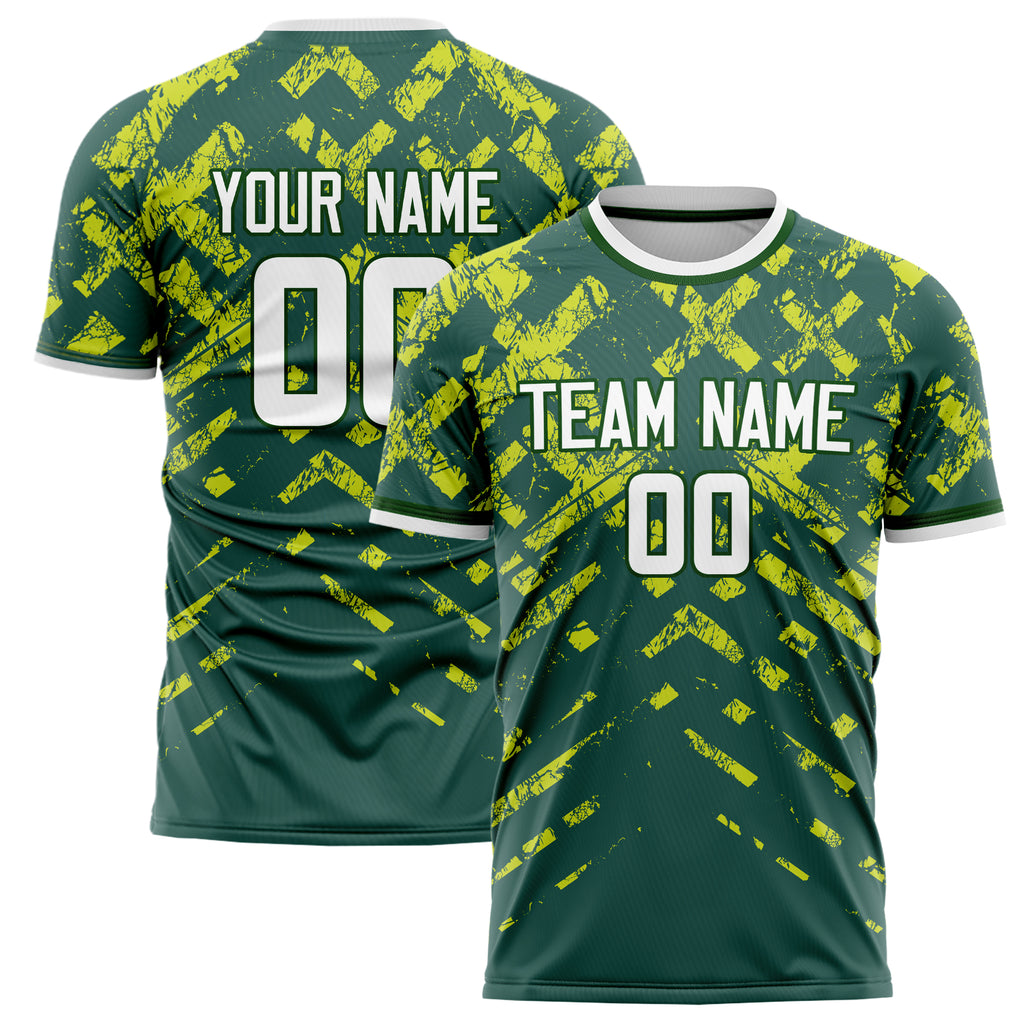 Personalized Green & White Pattern Soccer Jersey