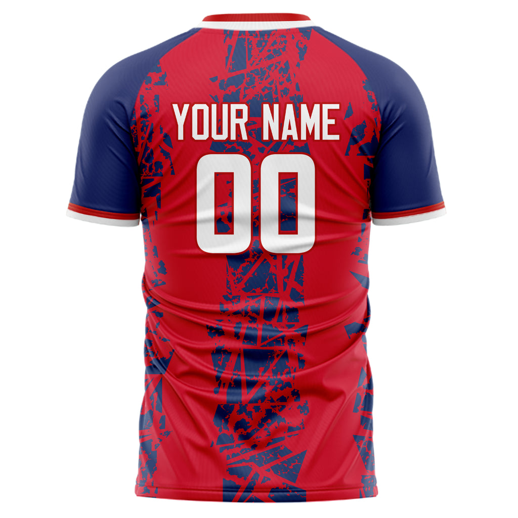 Personalized Red & Navy Pattern Soccer Jersey