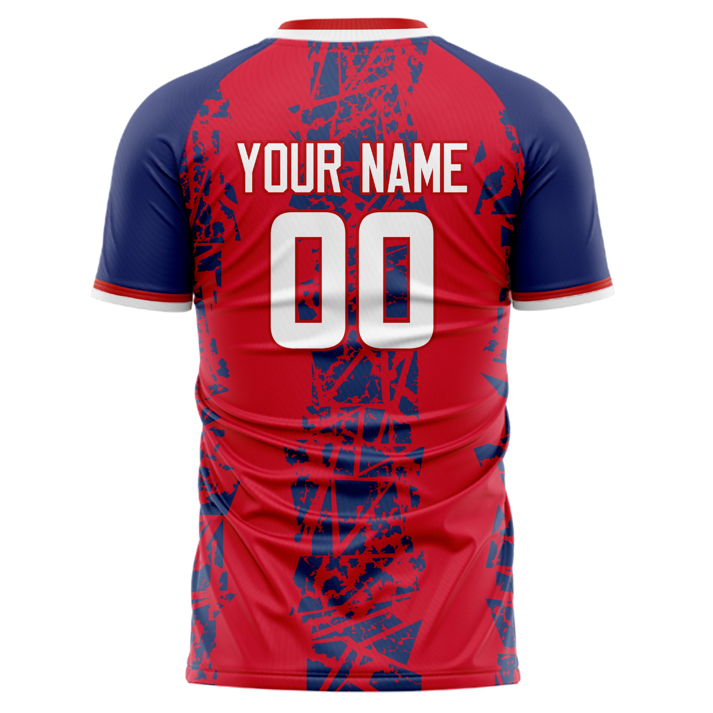 Personalized Red & Navy Pattern Soccer Jersey