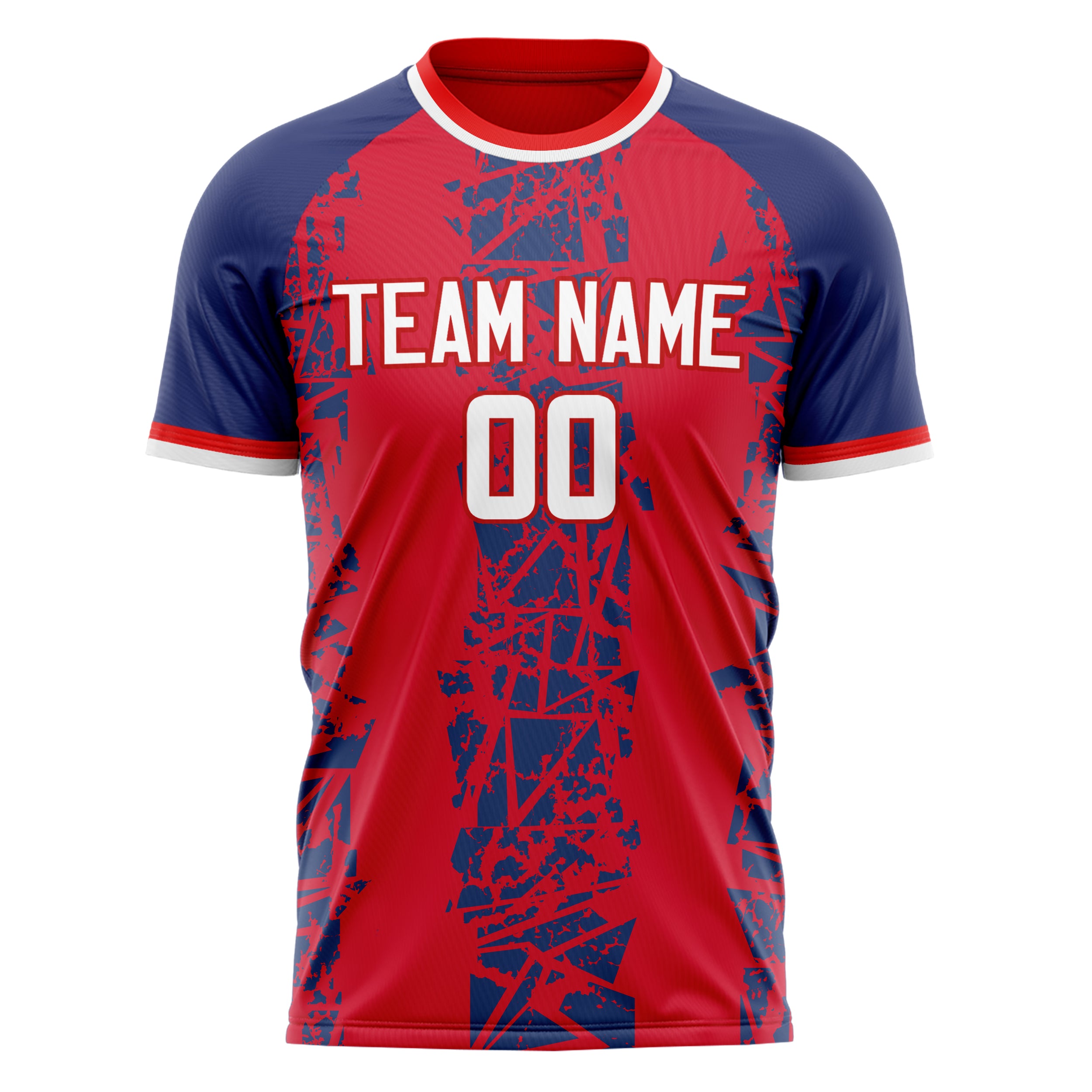 Personalized Red & Navy Pattern Soccer Jersey