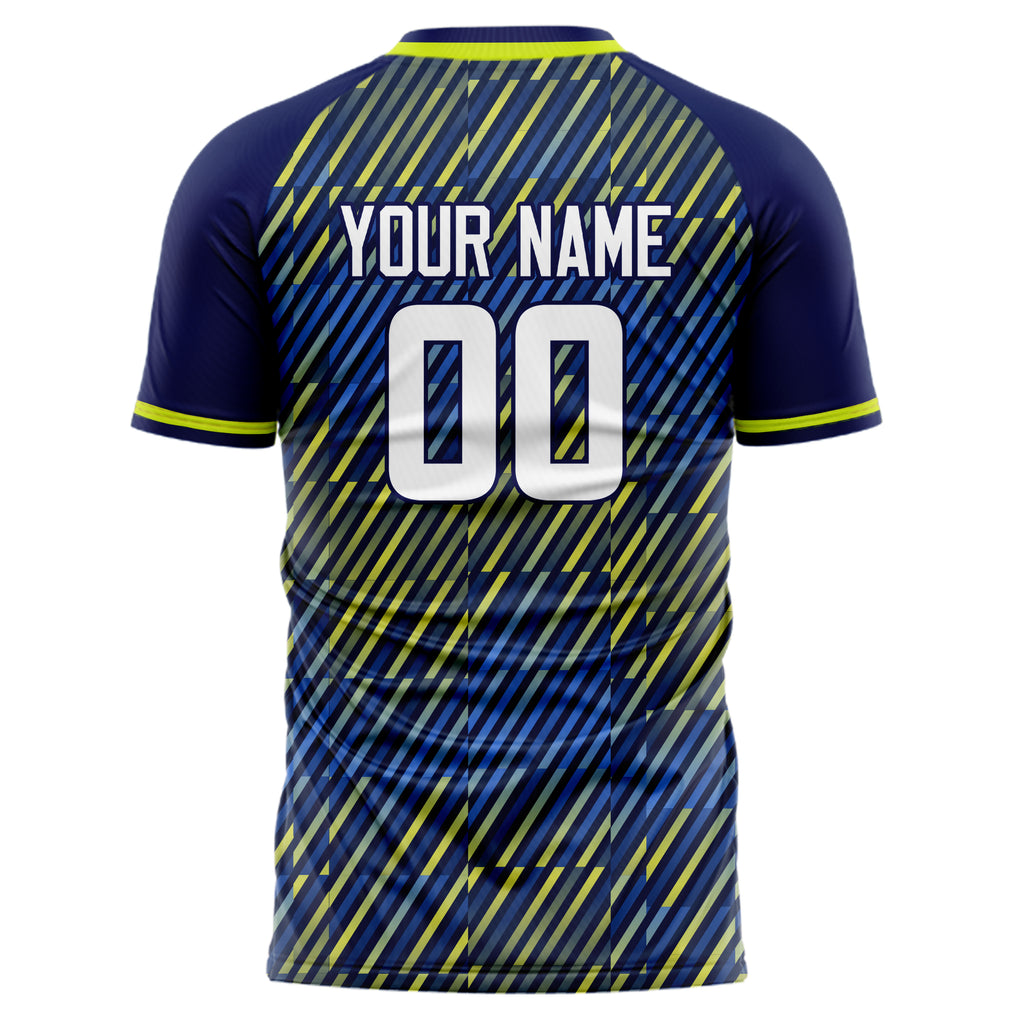 Personalized Navy & Yellow Pattern Soccer Jersey