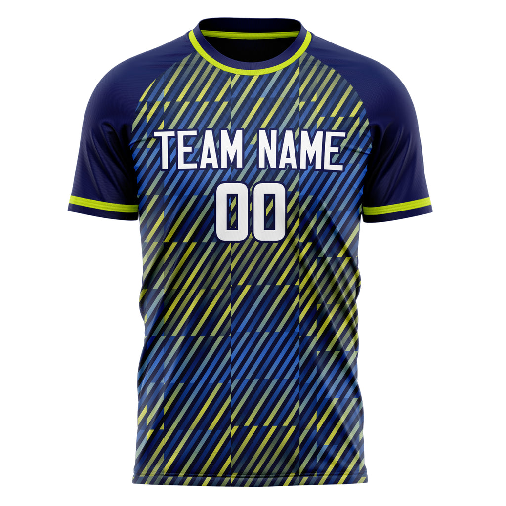 Personalized Navy & Yellow Pattern Soccer Jersey