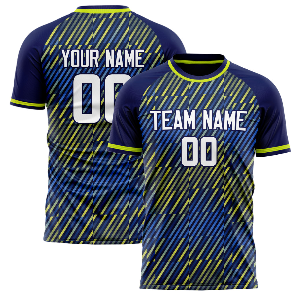 Personalized Navy & Yellow Pattern Soccer Jersey