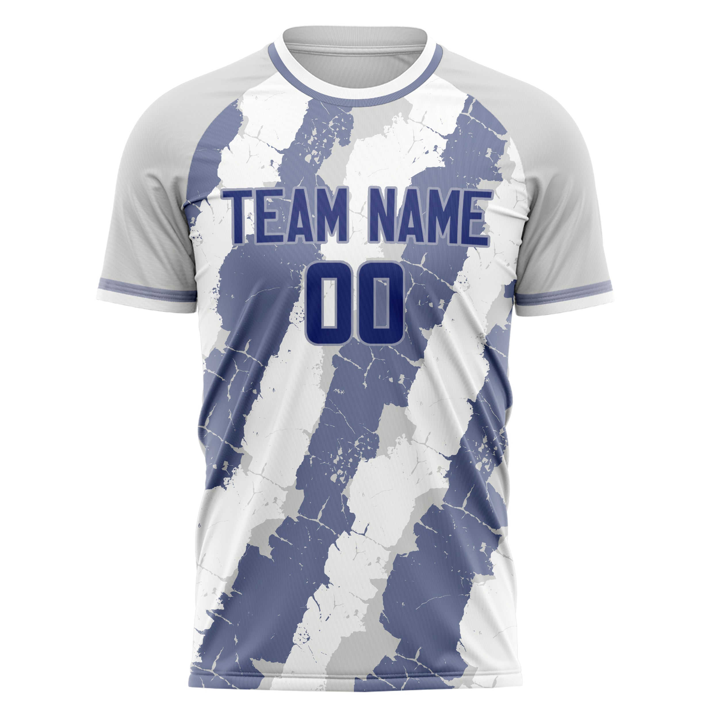 Personalized White & Greyish Blue Pattern Soccer Jersey