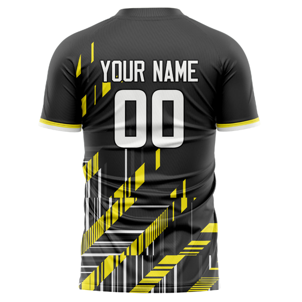 Personalized Black & Gold Pattern Soccer Jersey