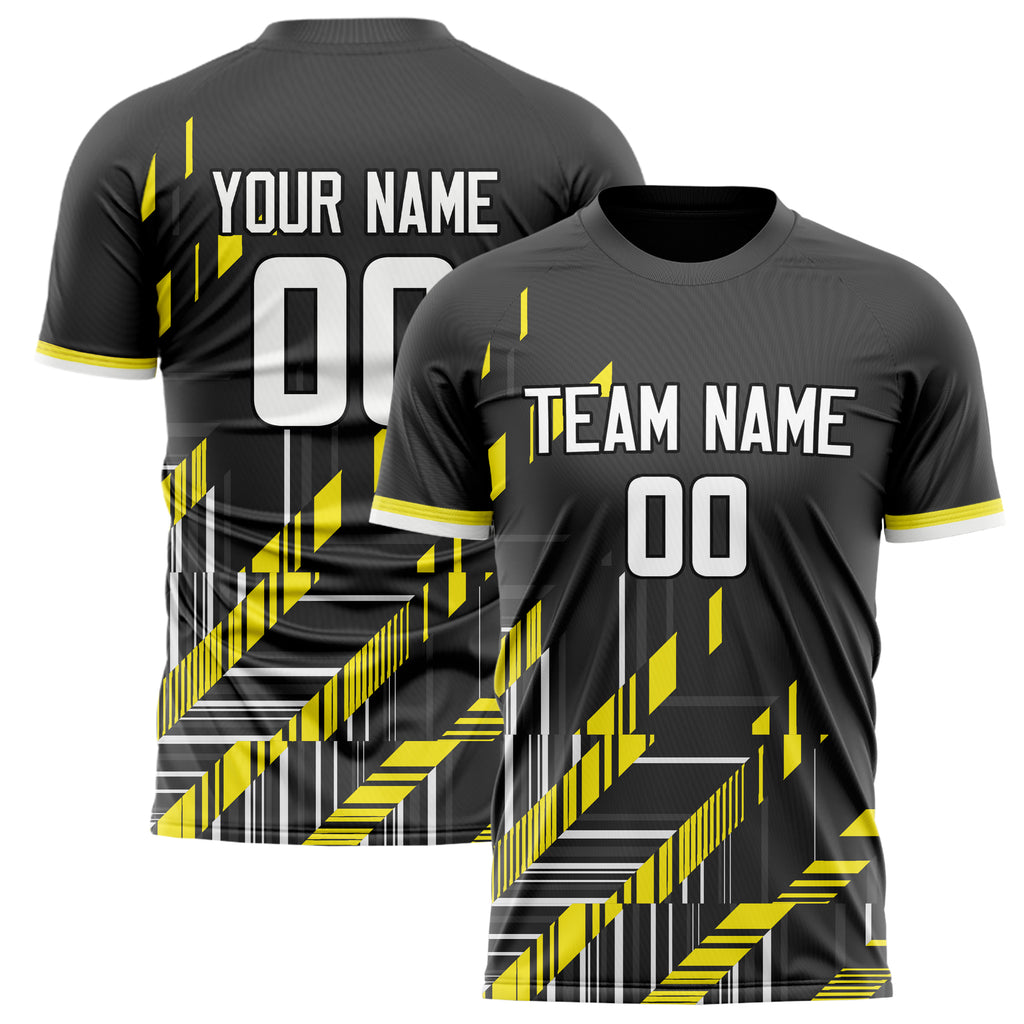 Personalized Black & Gold Pattern Soccer Jersey