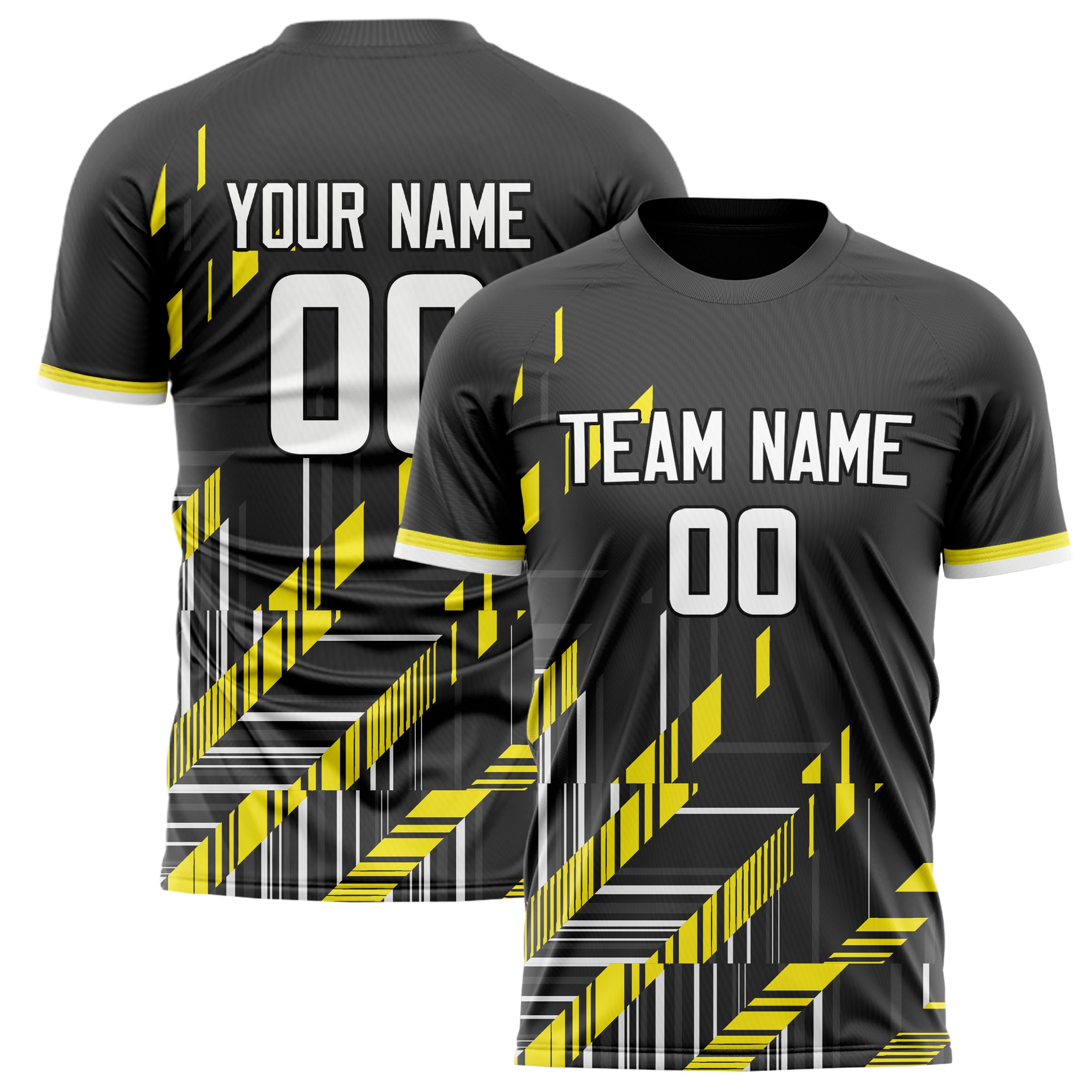 Personalized Black & Gold Pattern Soccer Jersey