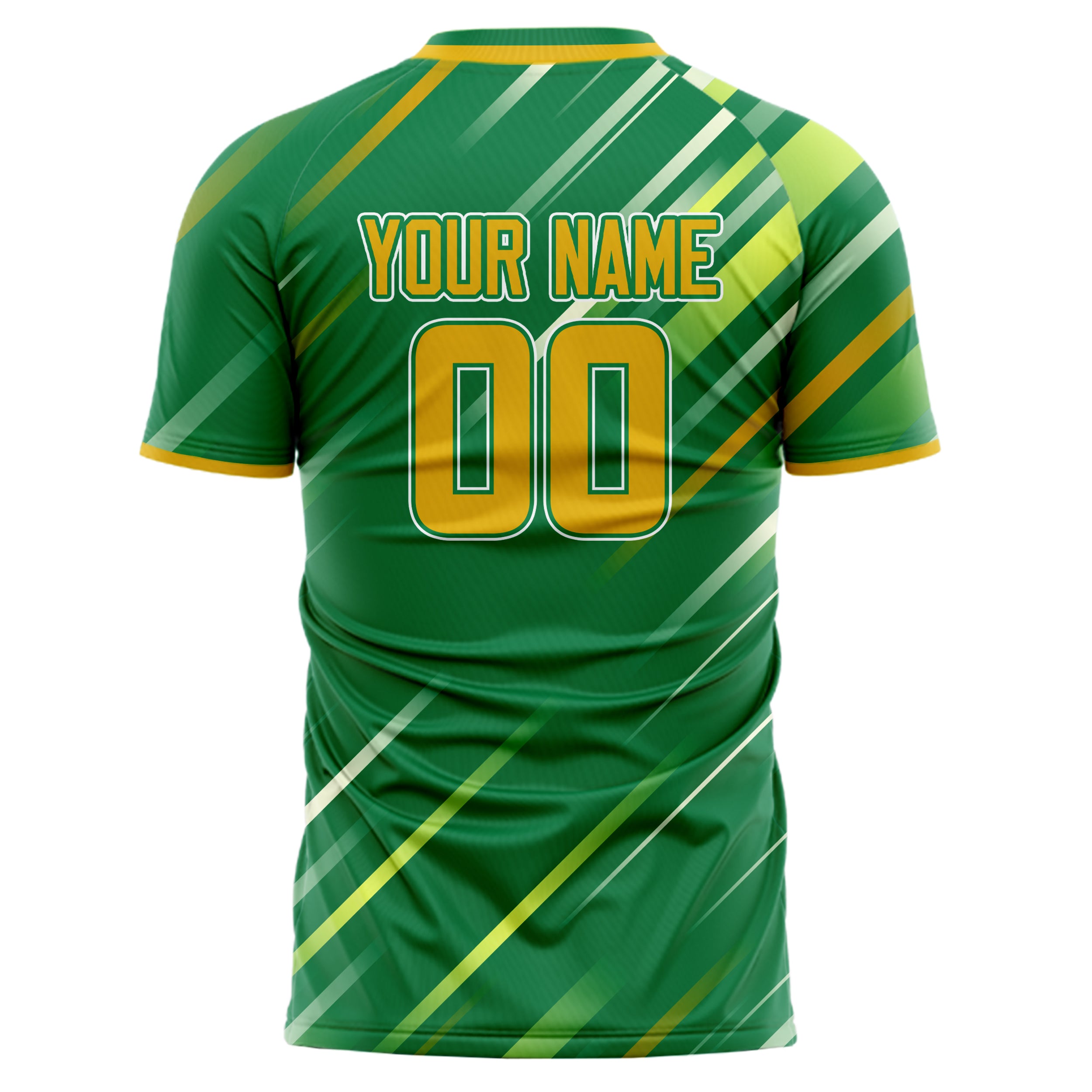 Personalized Kelly Green & Gold Pattern Soccer Jersey