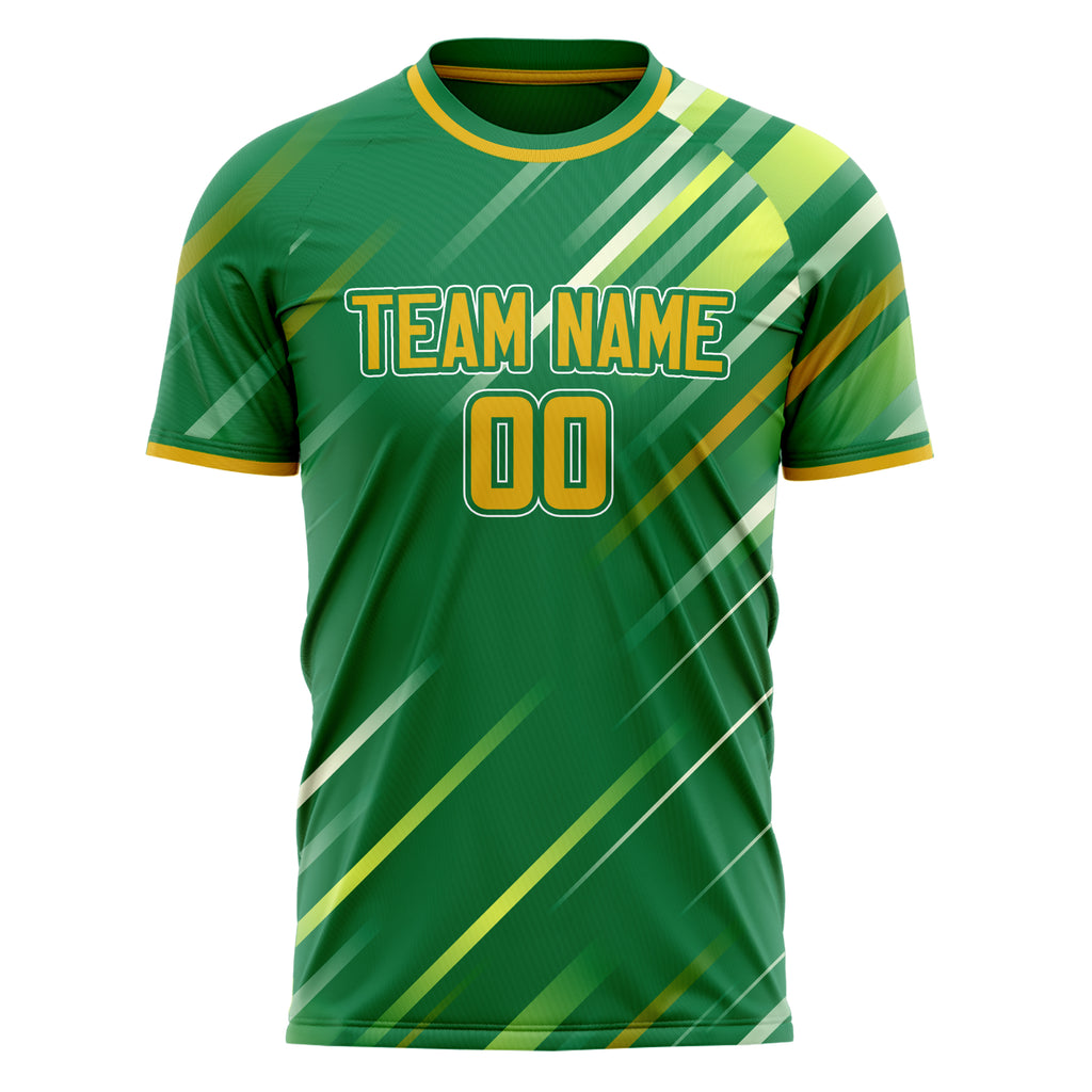 Personalized Kelly Green & Gold Pattern Soccer Jersey