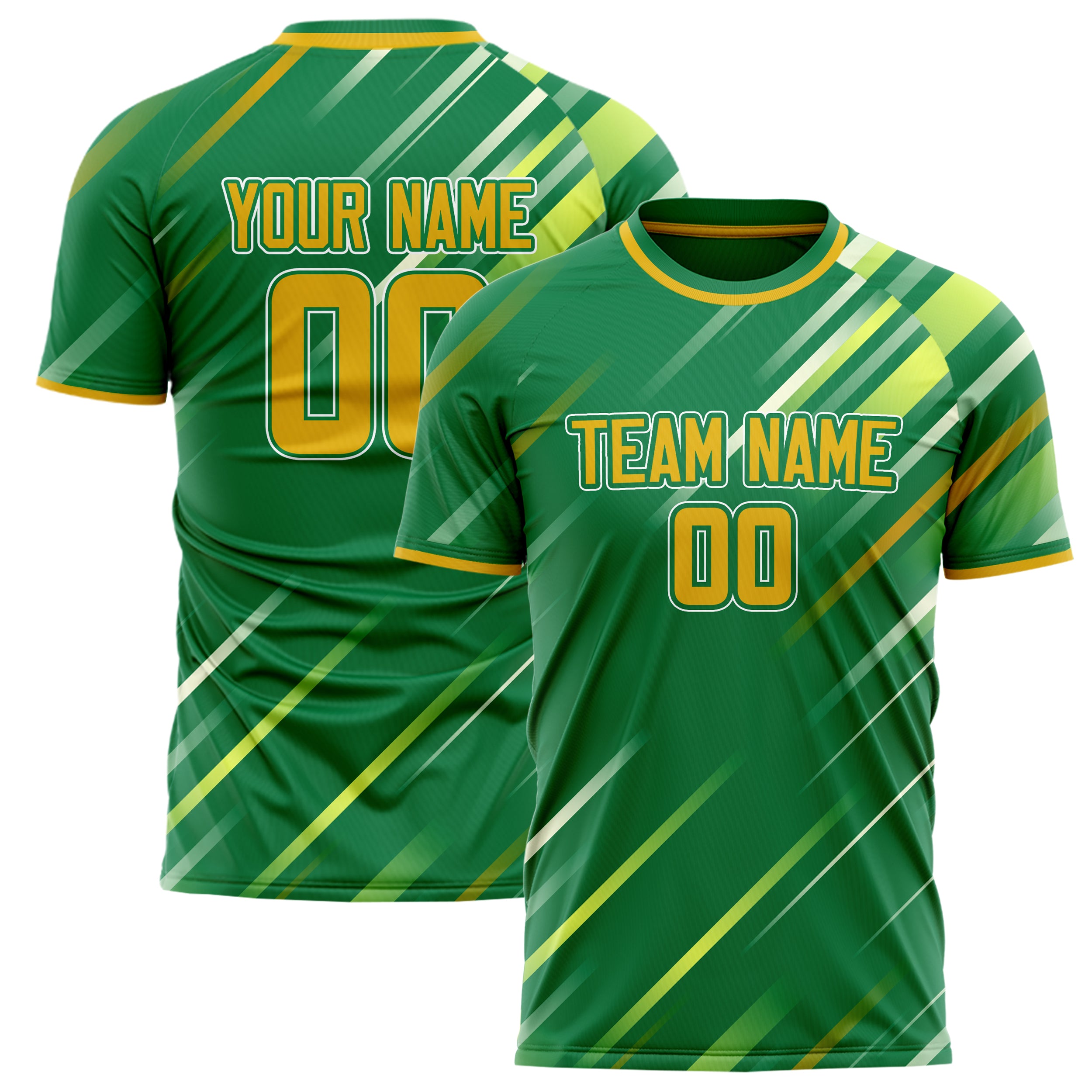 Personalized Kelly Green & Gold Pattern Soccer Jersey