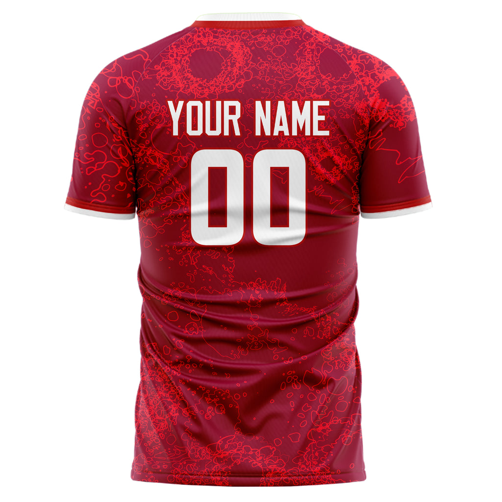 Personalized Red & White Pattern Soccer Jersey