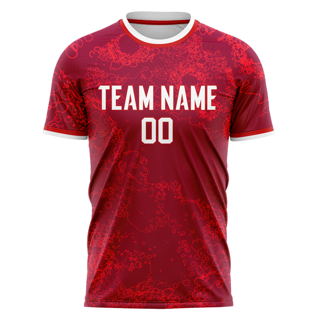 Personalized Red & White Pattern Soccer Jersey