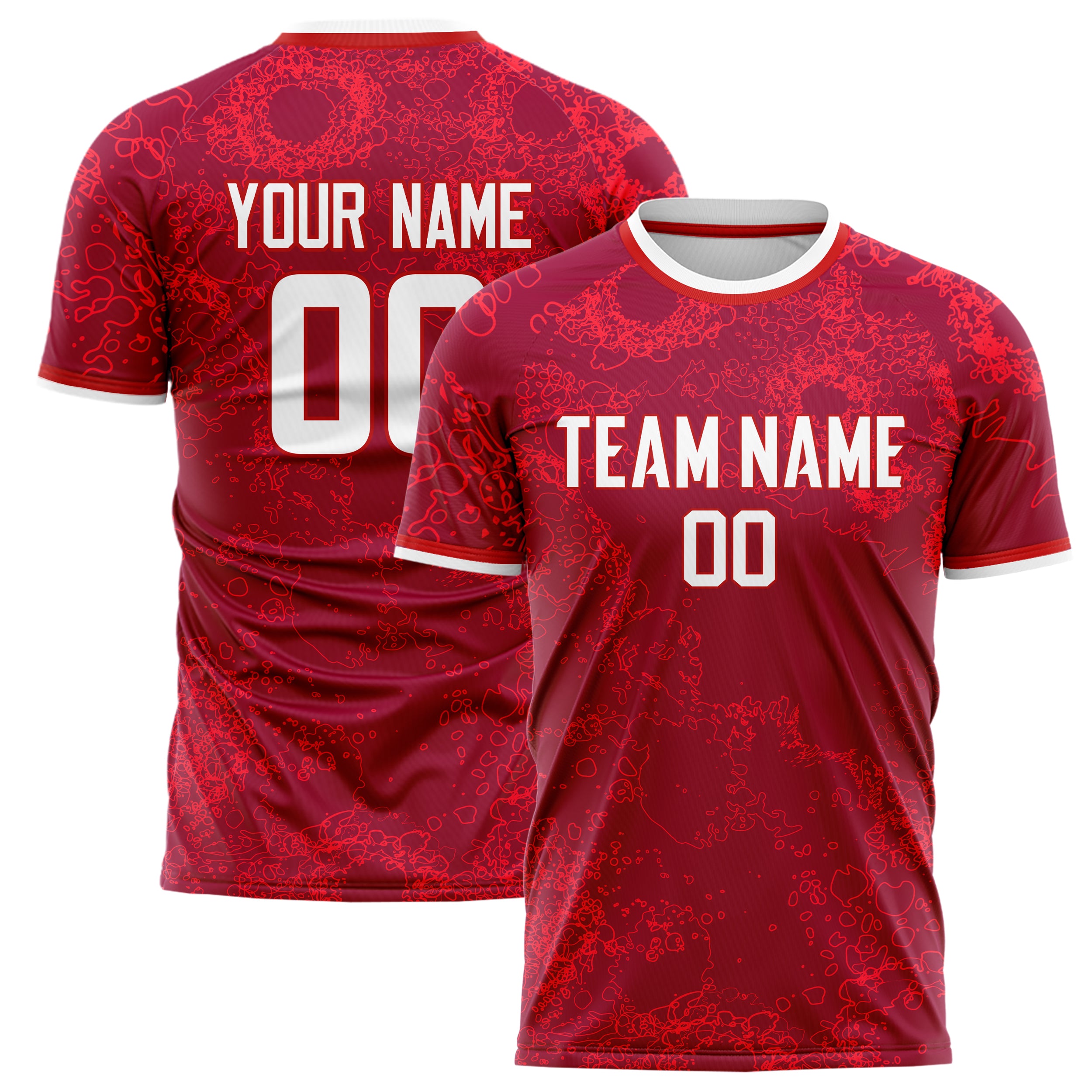 Personalized Red & White Pattern Soccer Jersey