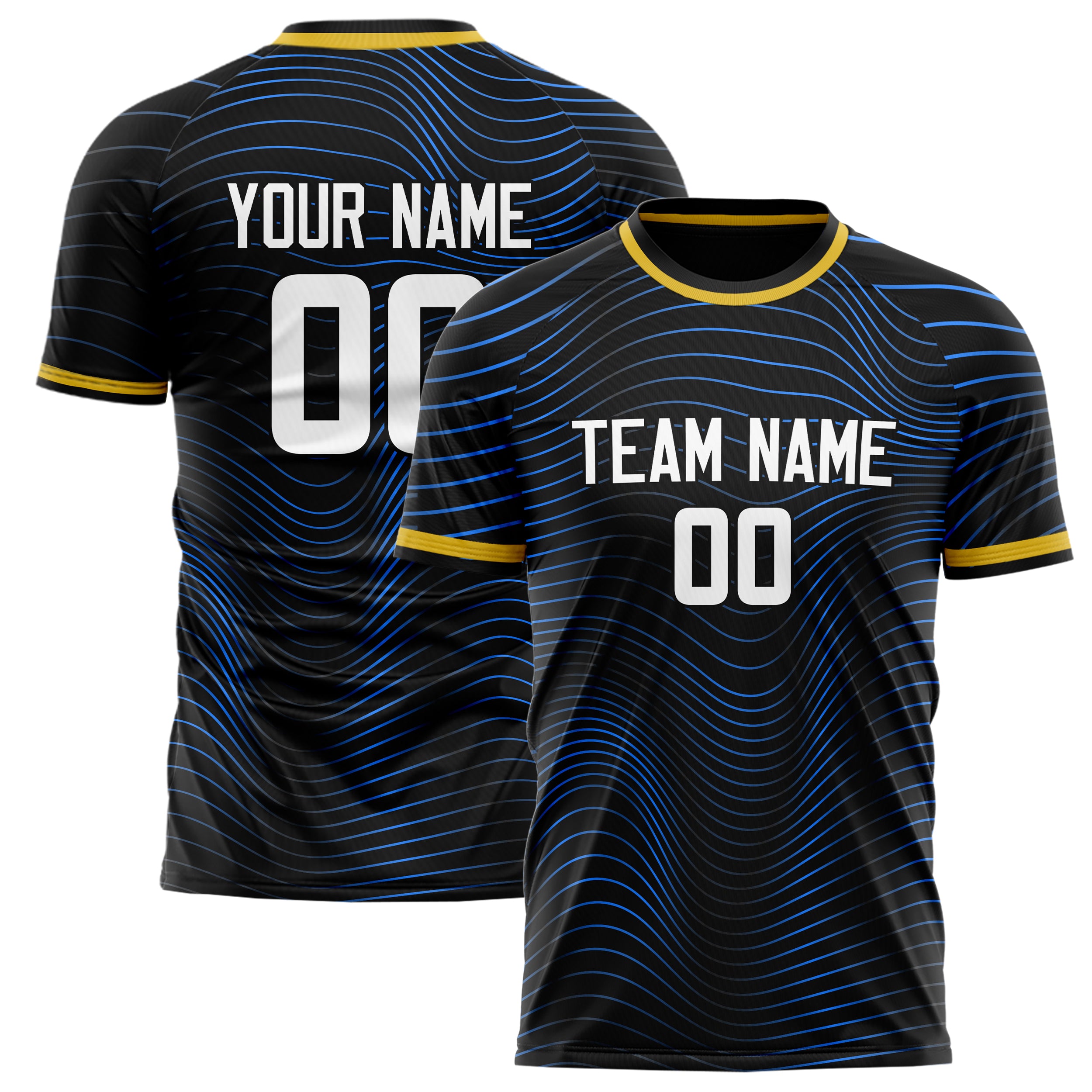 Personalized Black & Blue Pattern Soccer Jersey