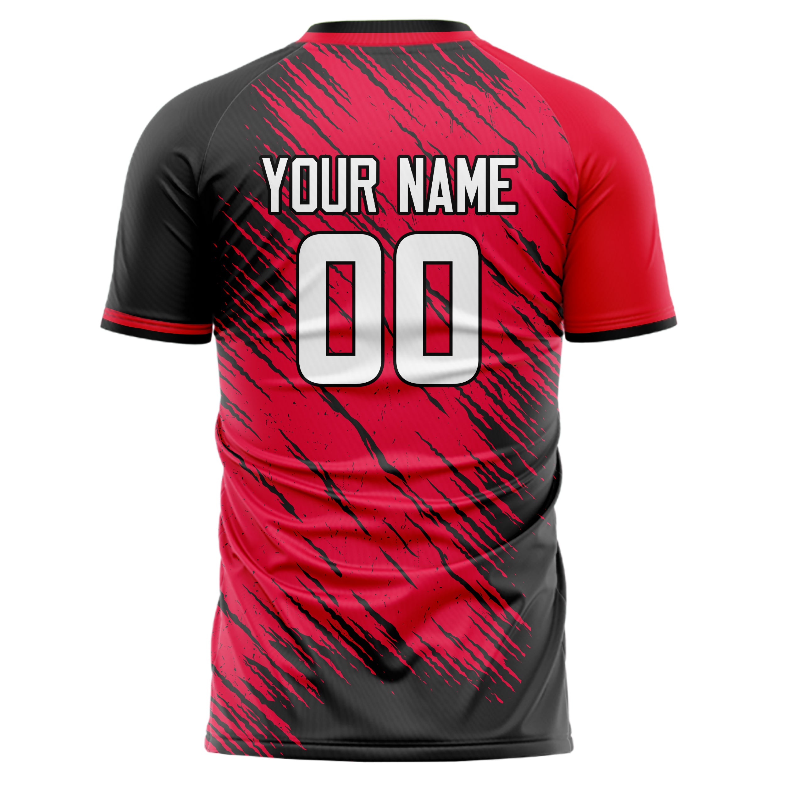 Personalized Red & Black Pattern Soccer Jersey