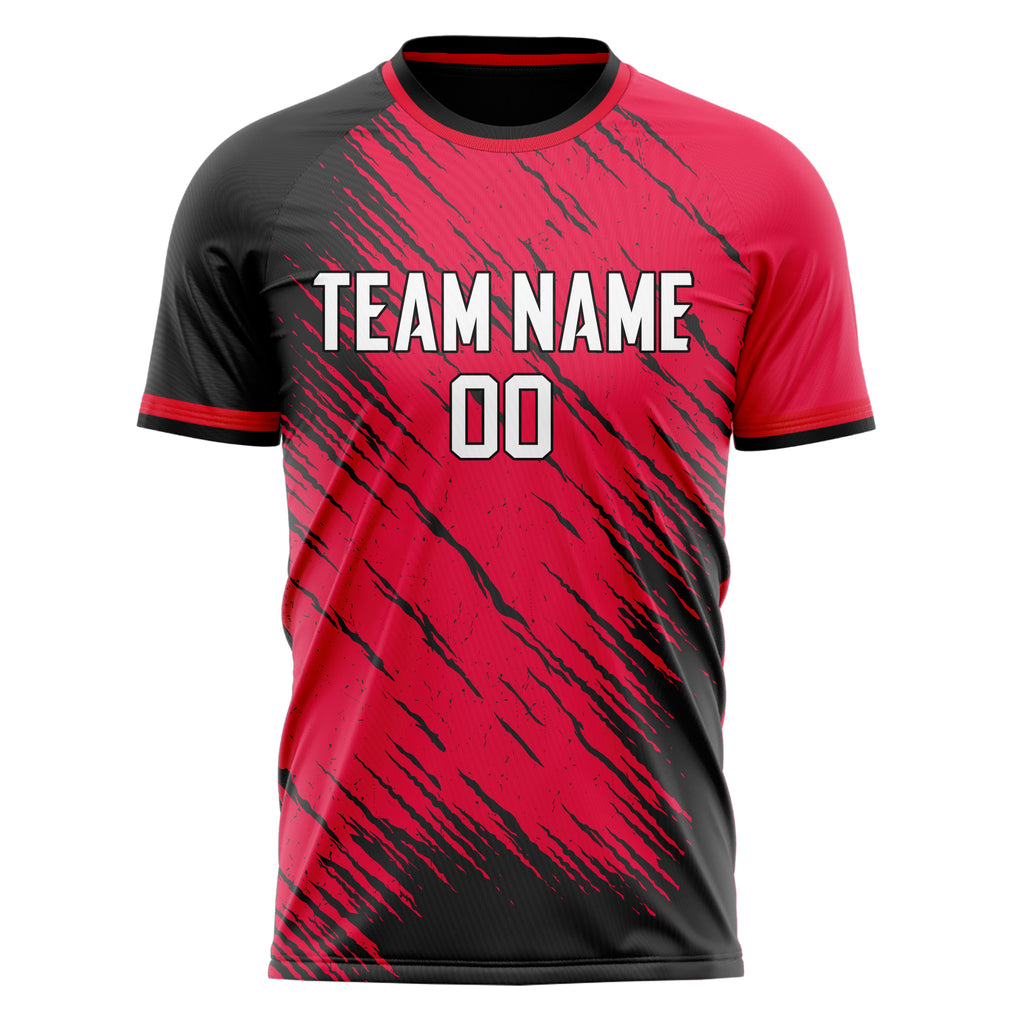 Personalized Red & Black Pattern Soccer Jersey