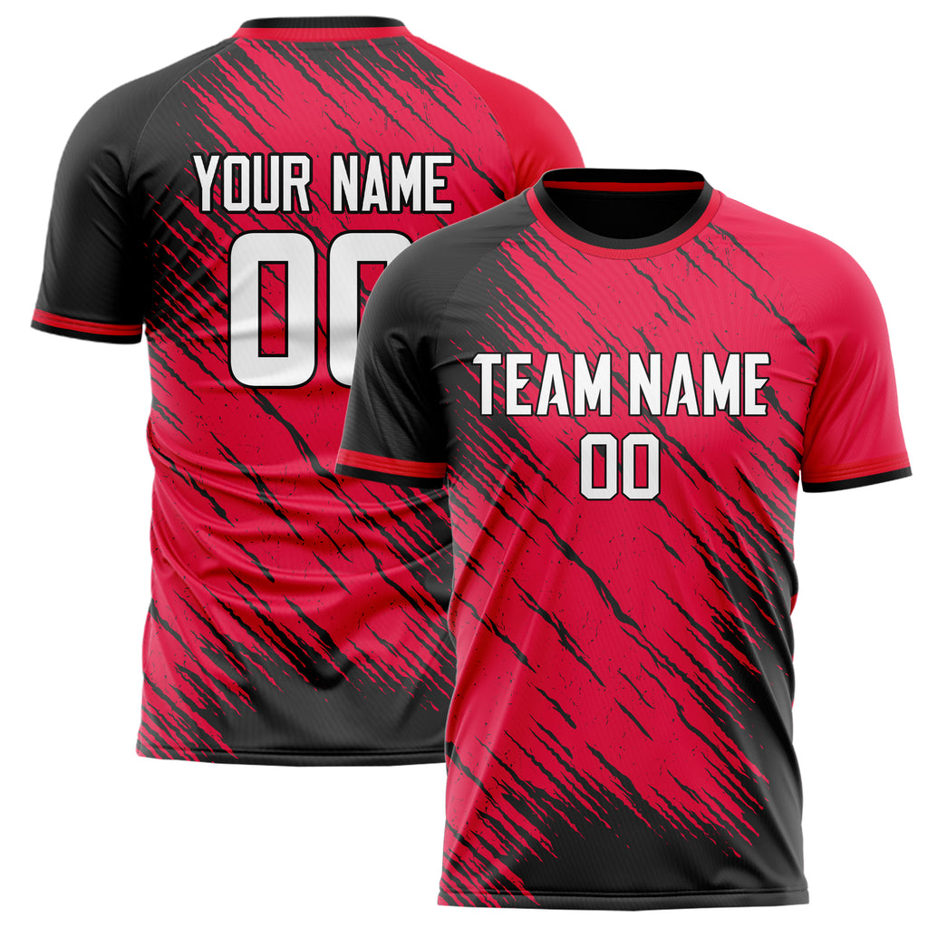 Personalized Red & Black Pattern Soccer Jersey