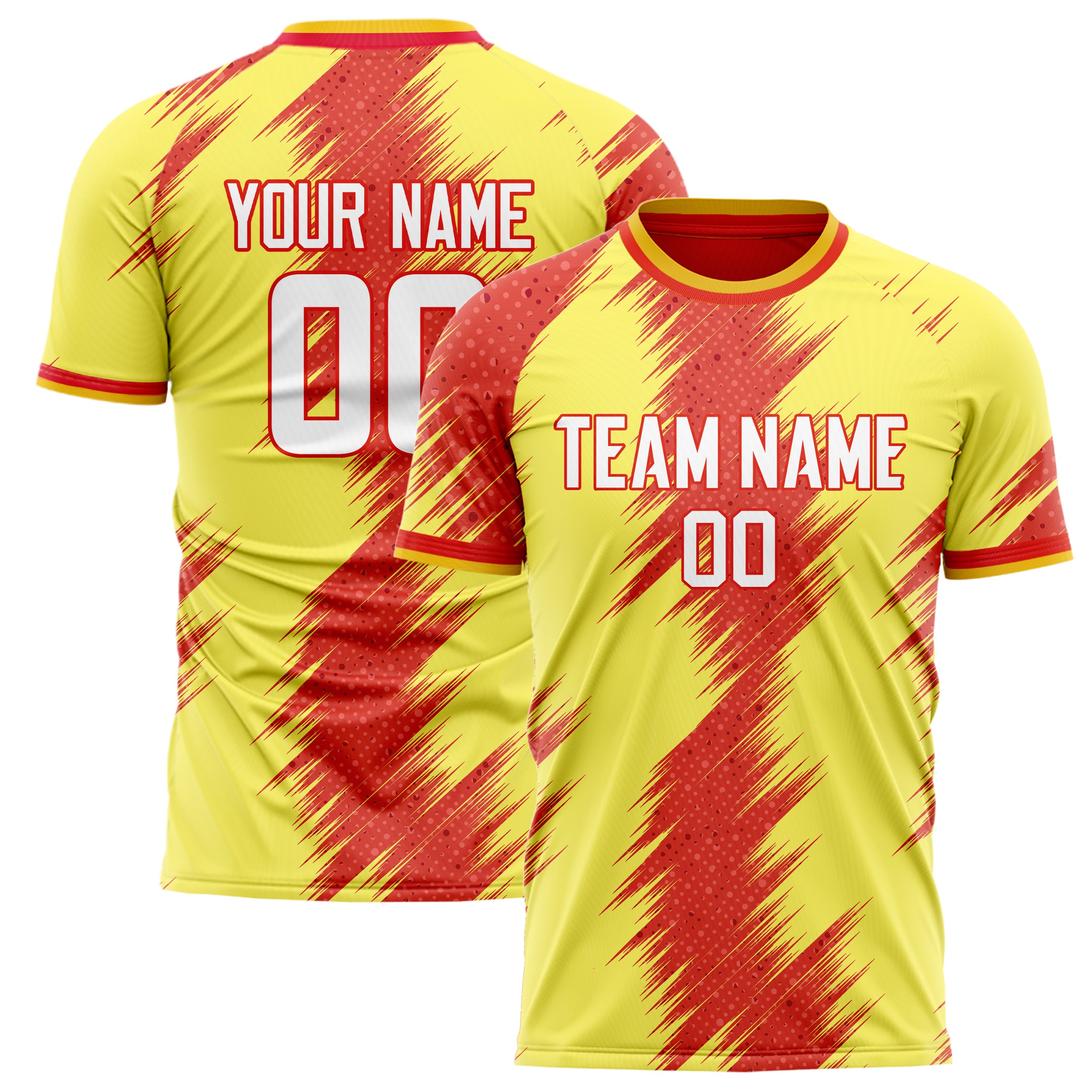 Personalized Yellow & Red Pattern Soccer Jersey