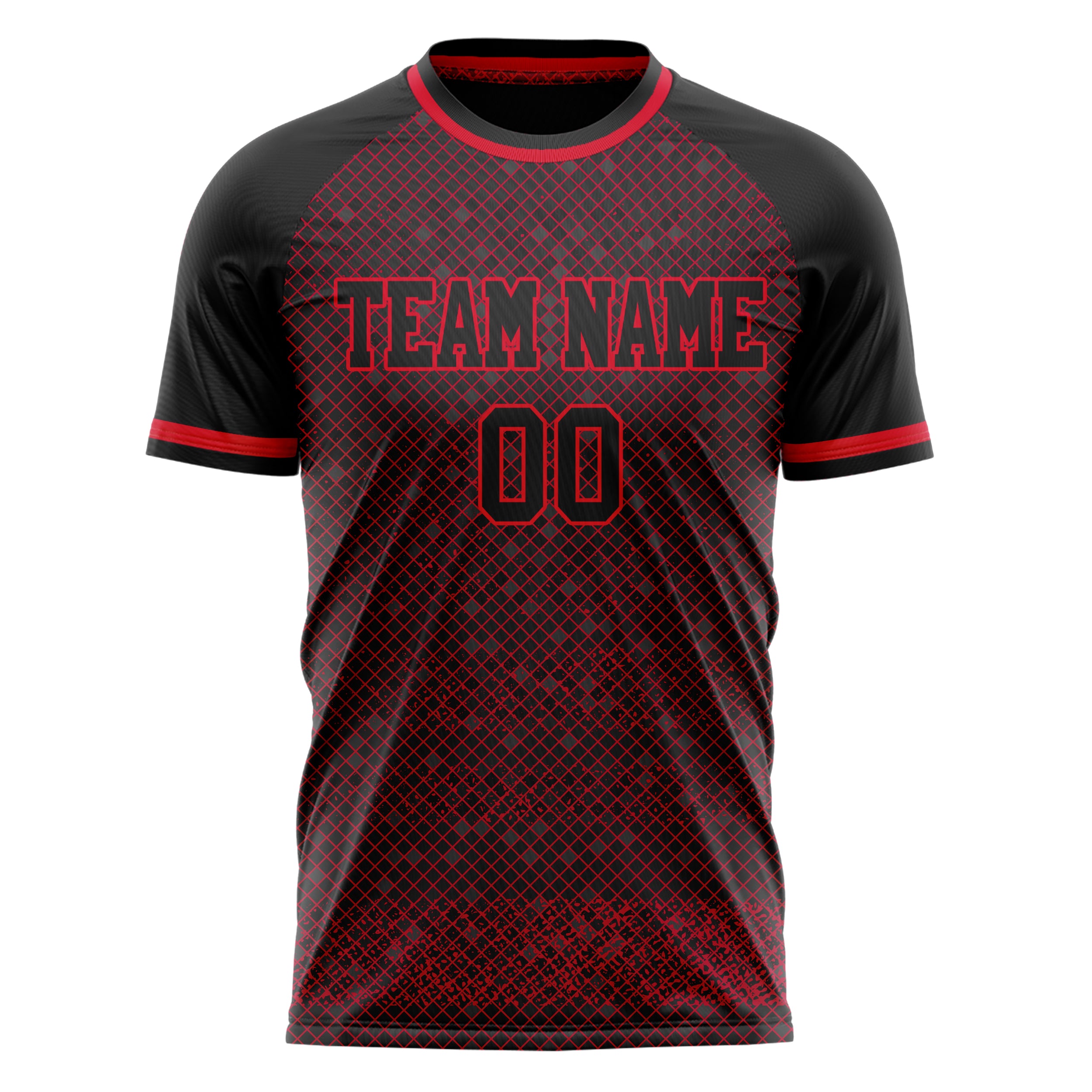 Personalized Black & Red Pattern Soccer Jersey