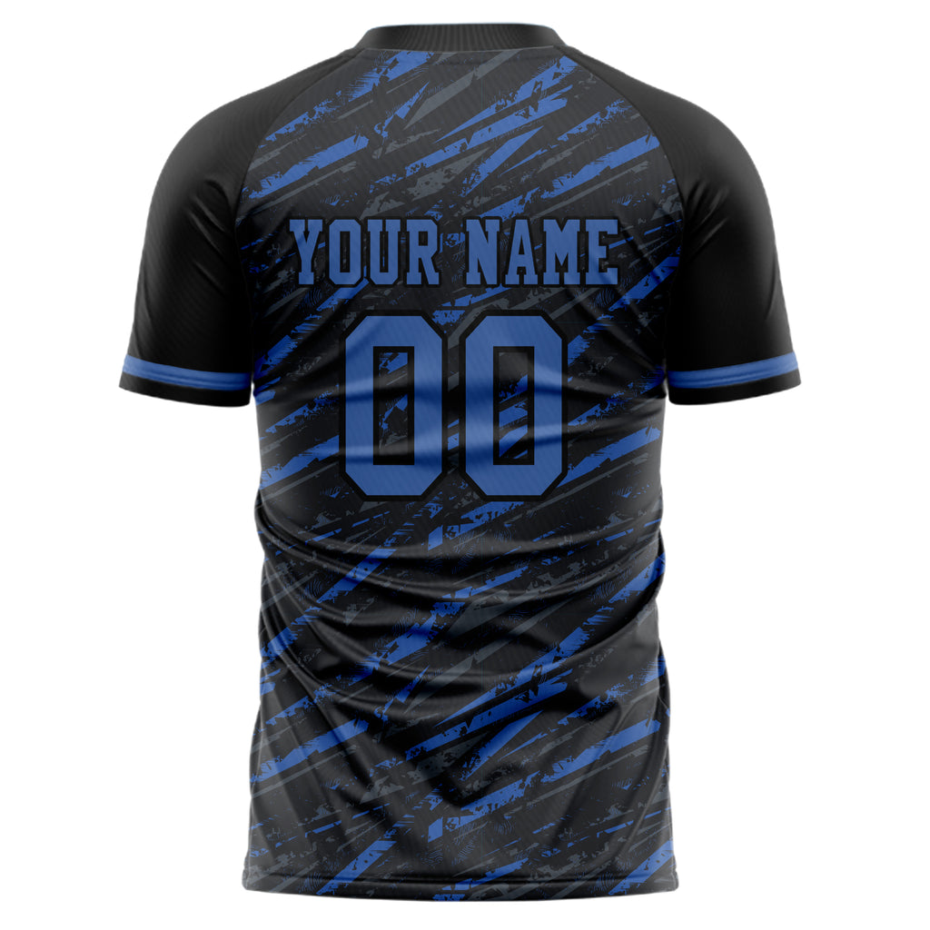 Personalized Black & Blue Pattern Soccer Jersey