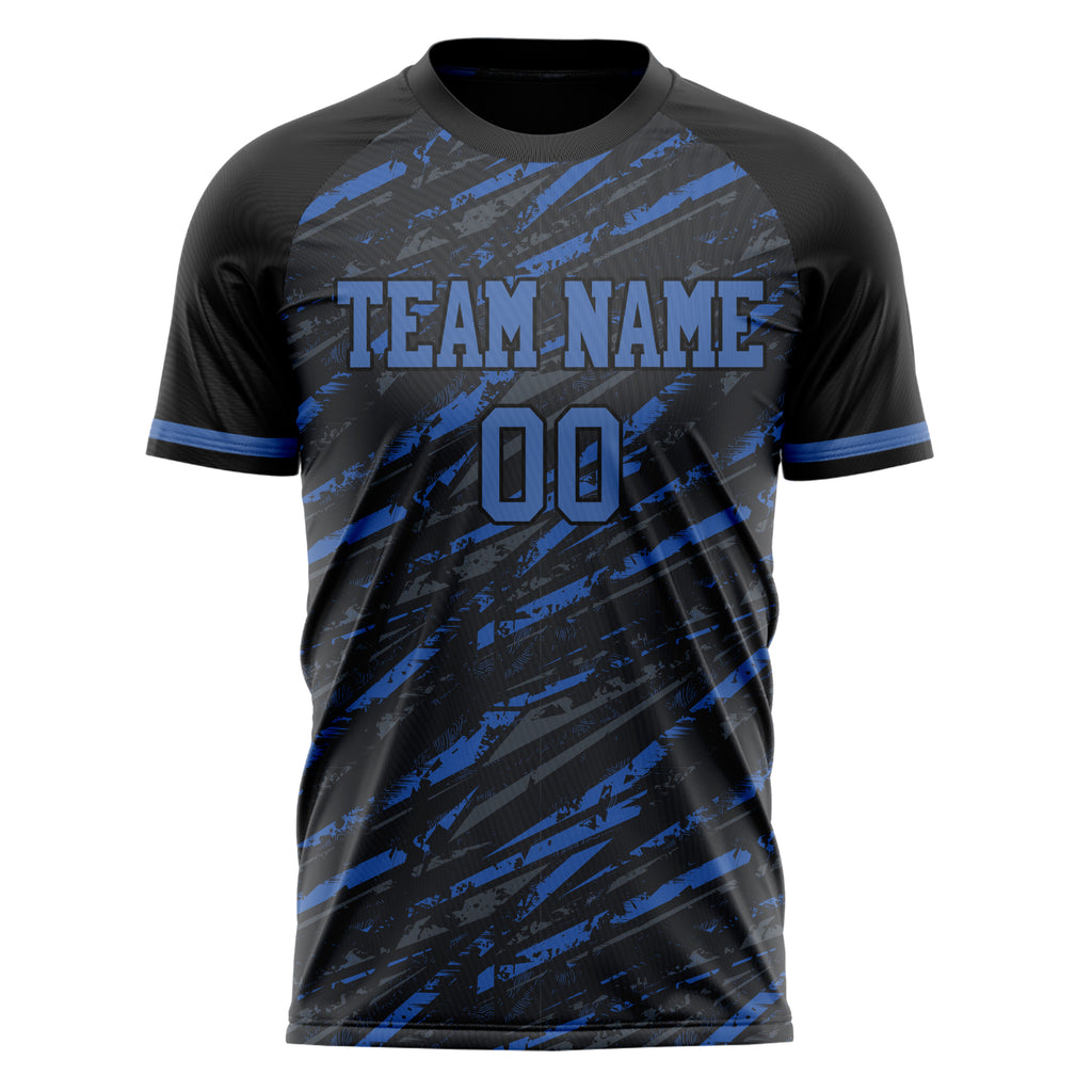 Personalized Black & Blue Pattern Soccer Jersey
