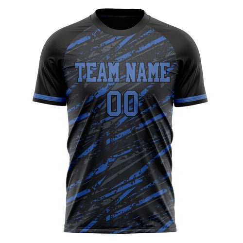 Personalized Black & Blue Pattern Soccer Jersey