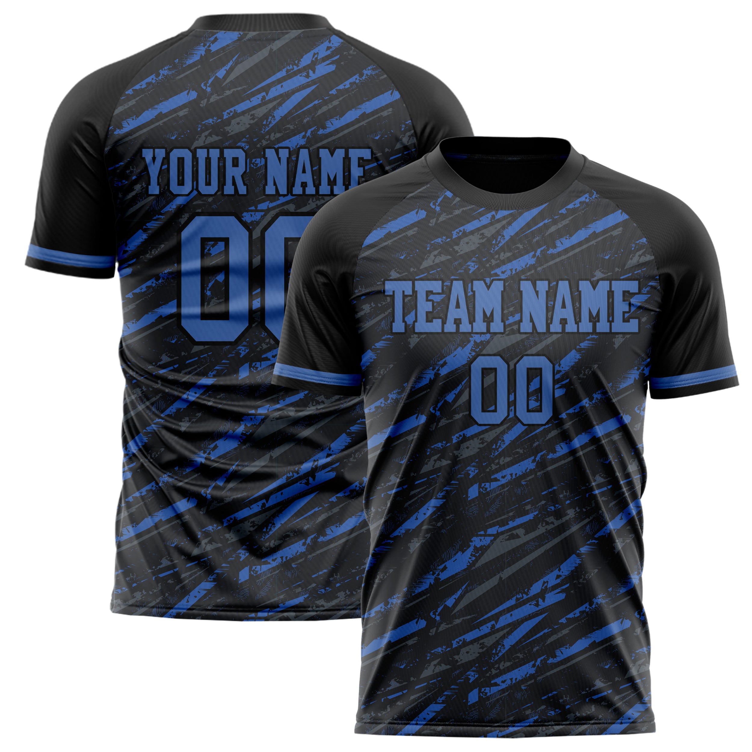Personalized Black & Blue Pattern Soccer Jersey