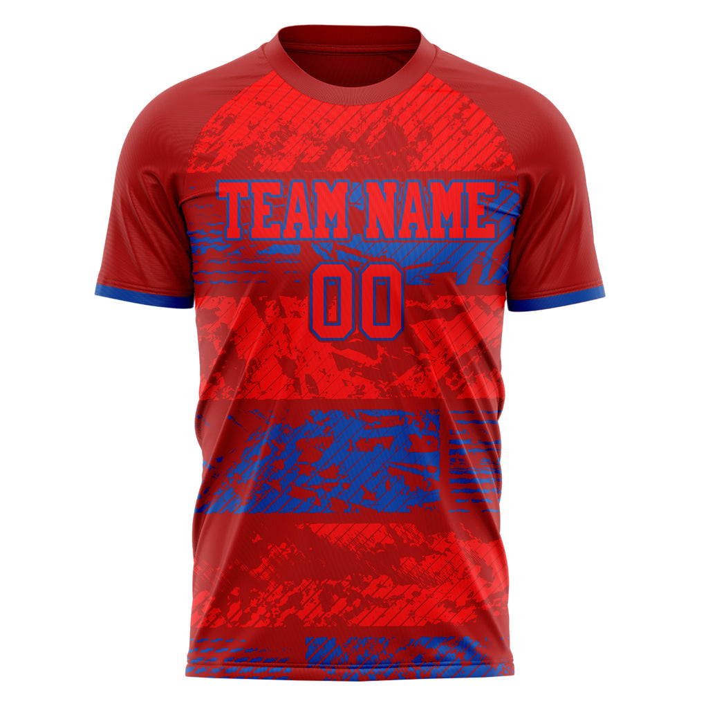 Personalized Red & Royal Pattern Soccer Jersey