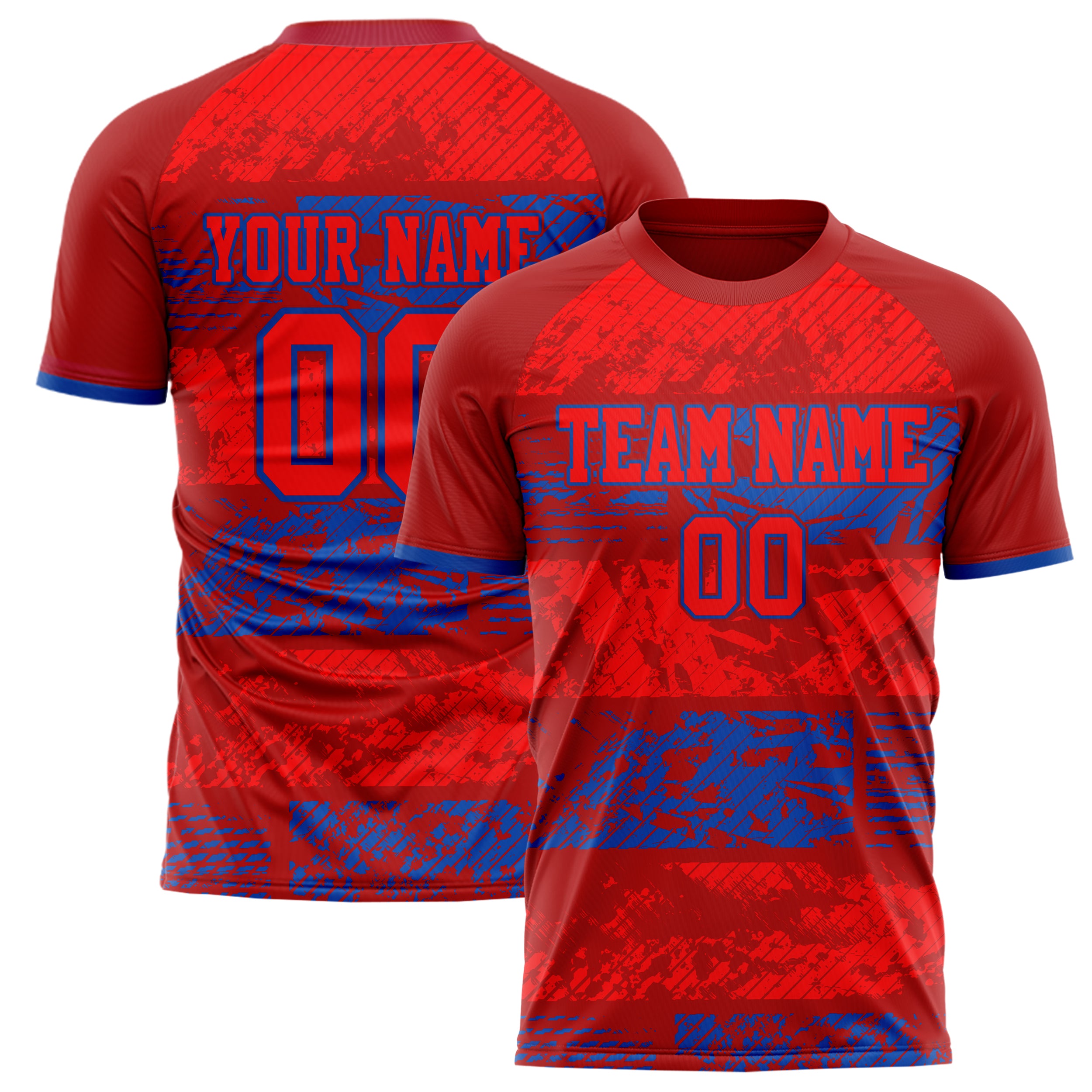 Personalized Red & Royal Pattern Soccer Jersey
