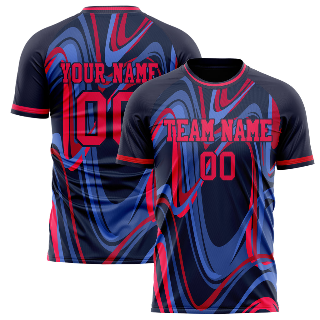 Personalized Black & Red Pattern Soccer Jersey