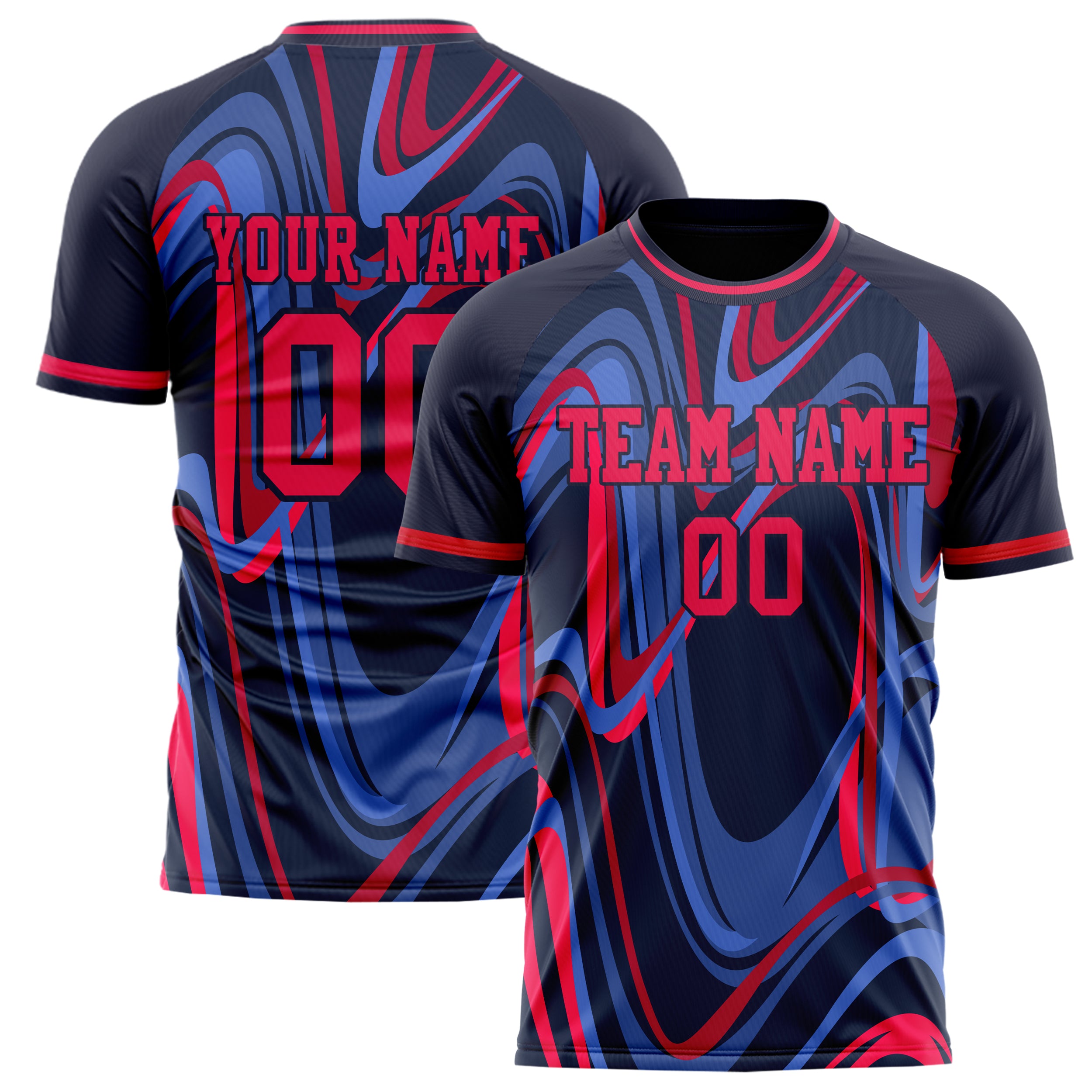 Personalized Black & Red Pattern Soccer Jersey