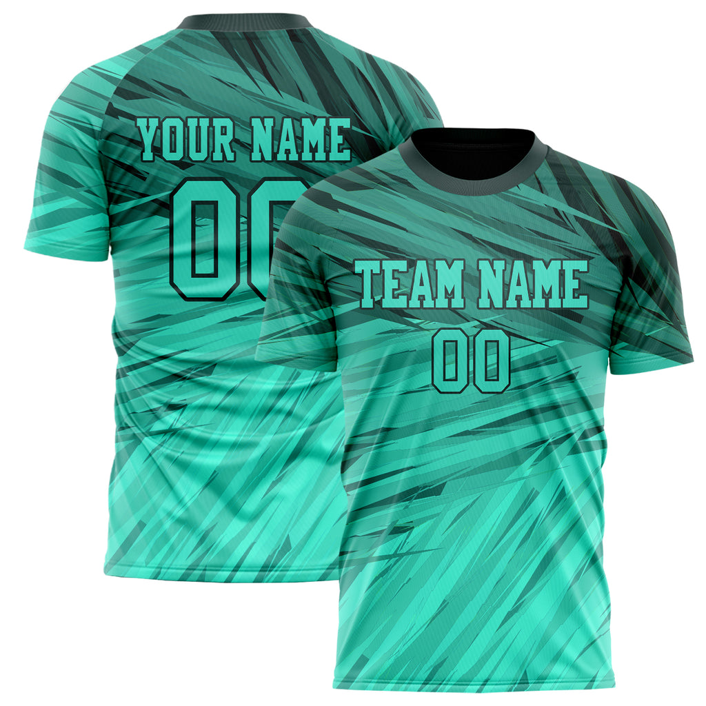 Personalized Teal & Black Pattern Soccer Jersey