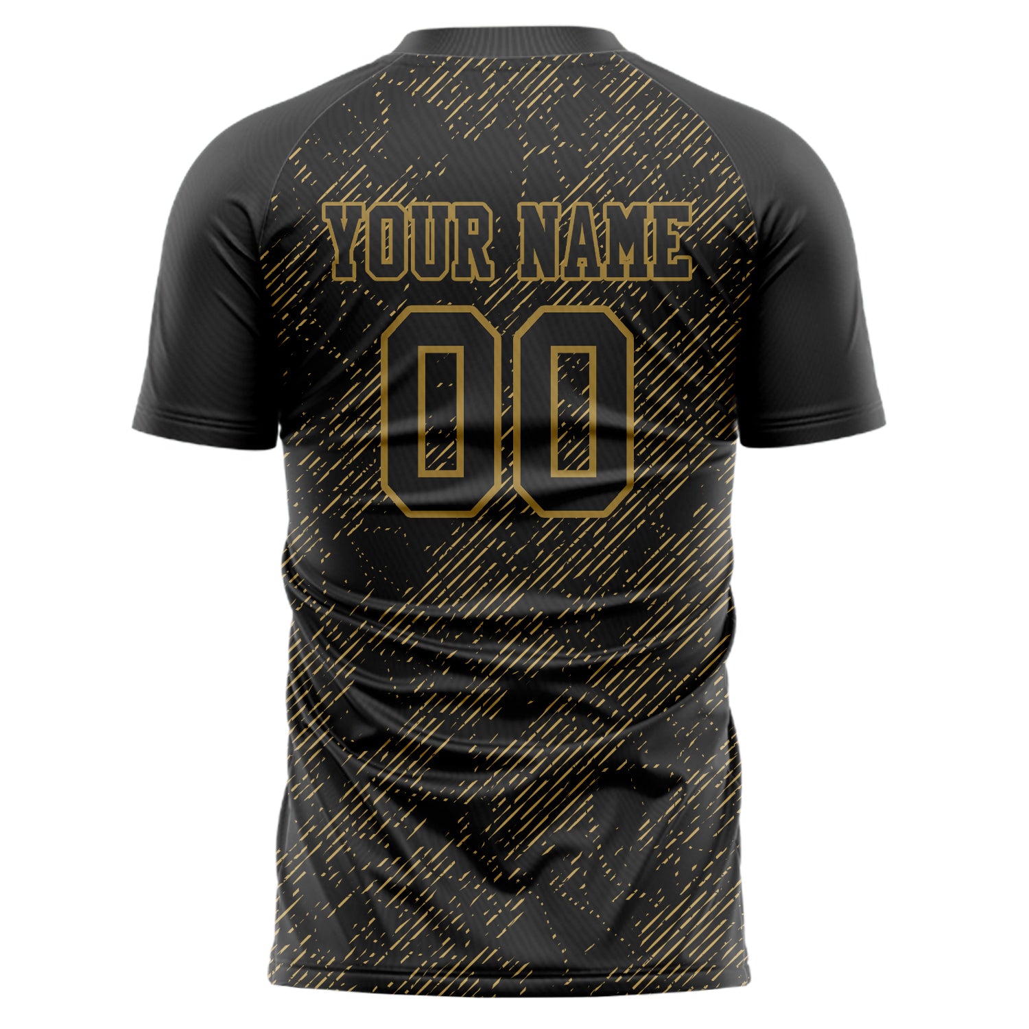 Personalized Black & Old Gold Pattern Soccer Jersey