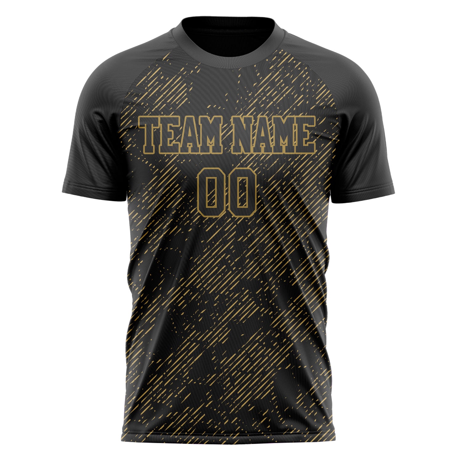Personalized Black & Old Gold Pattern Soccer Jersey