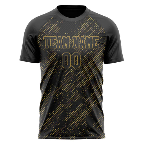 Personalized Black & Old Gold Pattern Soccer Jersey
