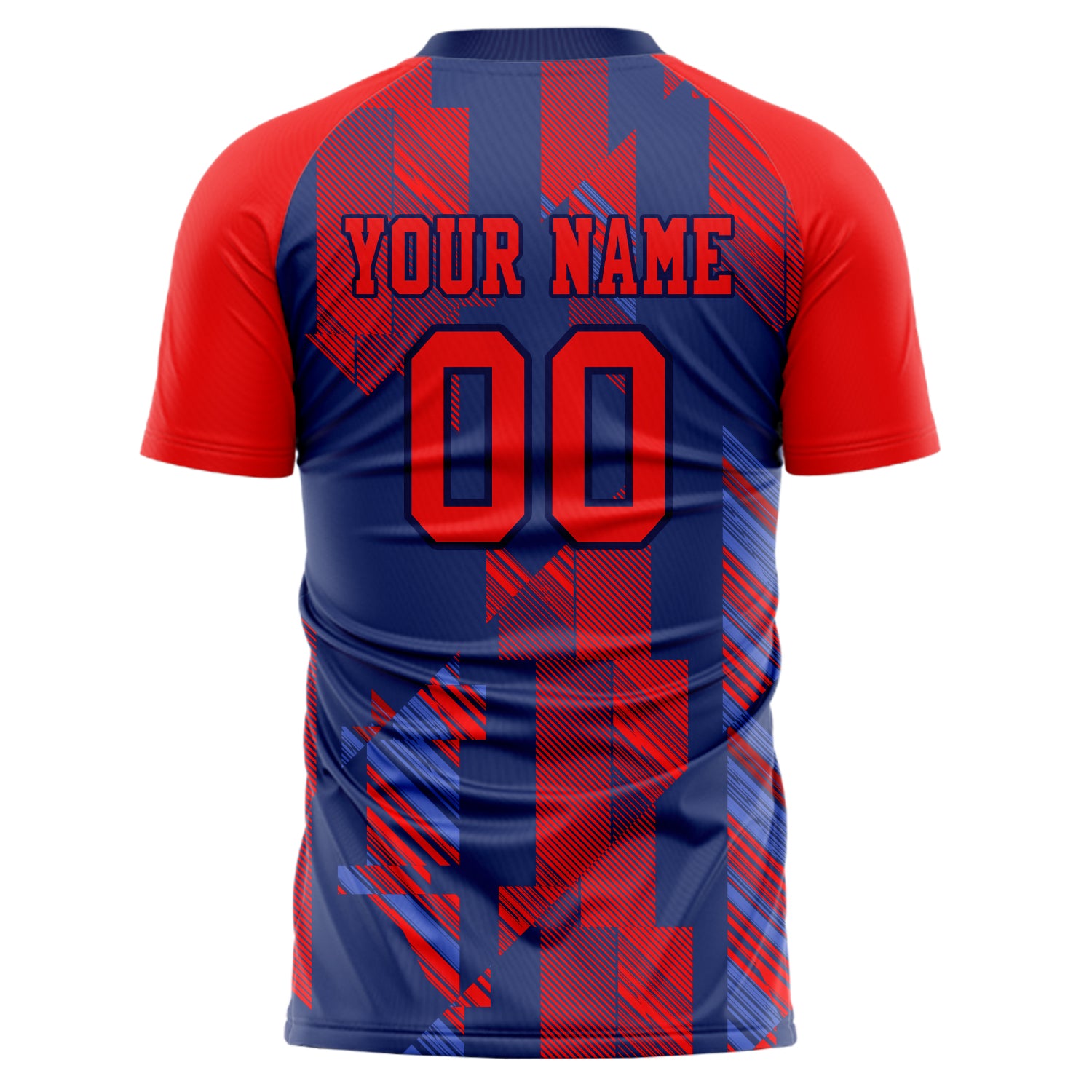 Personalized Red & Navy Pattern Soccer Jersey