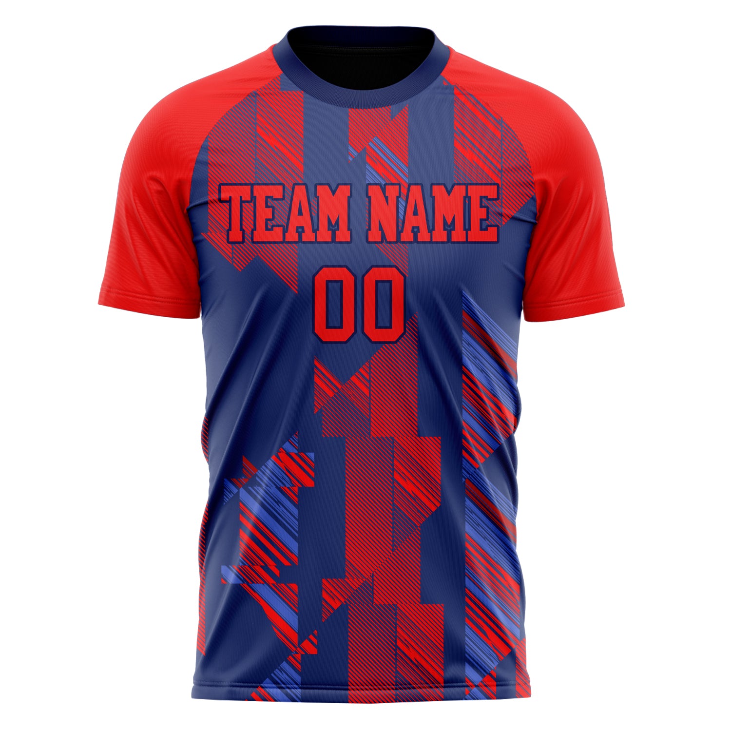 Personalized Red & Navy Pattern Soccer Jersey