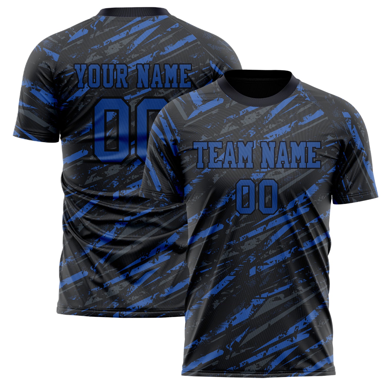 Personalized Black & Blue Pattern Soccer Jersey
