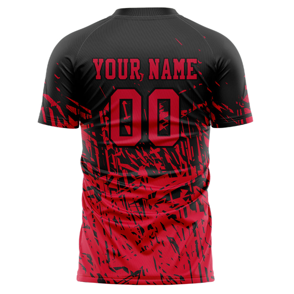 Personalized Red & Black Pattern Soccer Jersey