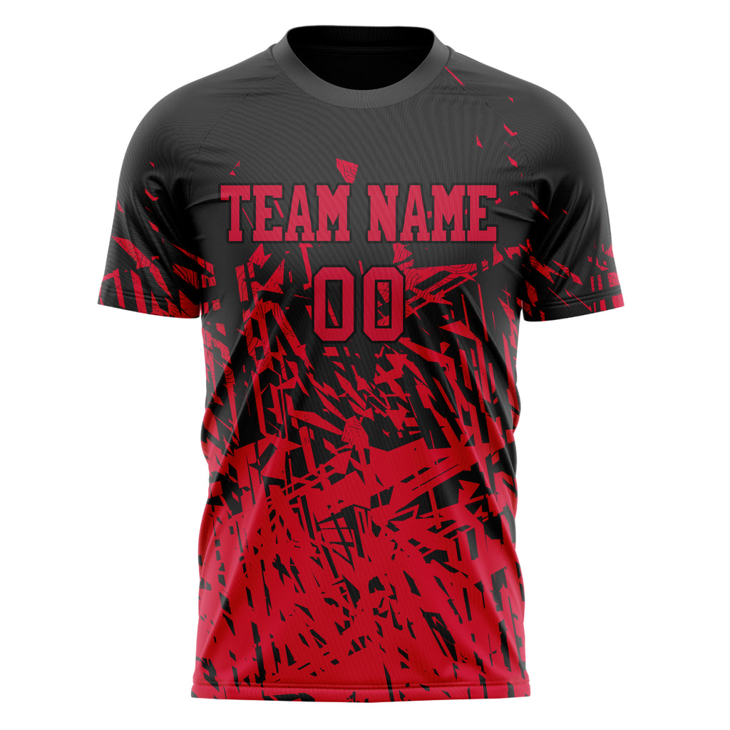 Personalized Red & Black Pattern Soccer Jersey