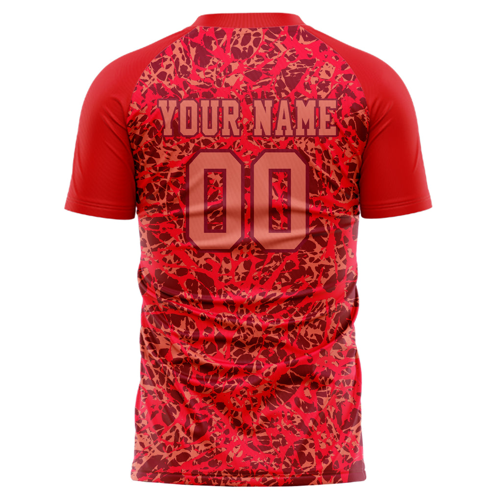 Personalized Red & Crimson Pattern Soccer Jersey