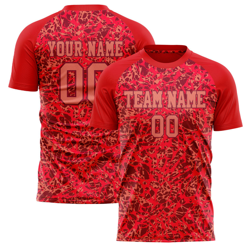 Personalized Red & Crimson Pattern Soccer Jersey